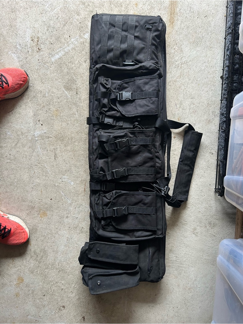 Men's Black Tactical Duffel Bag with Multiple Front Pockets